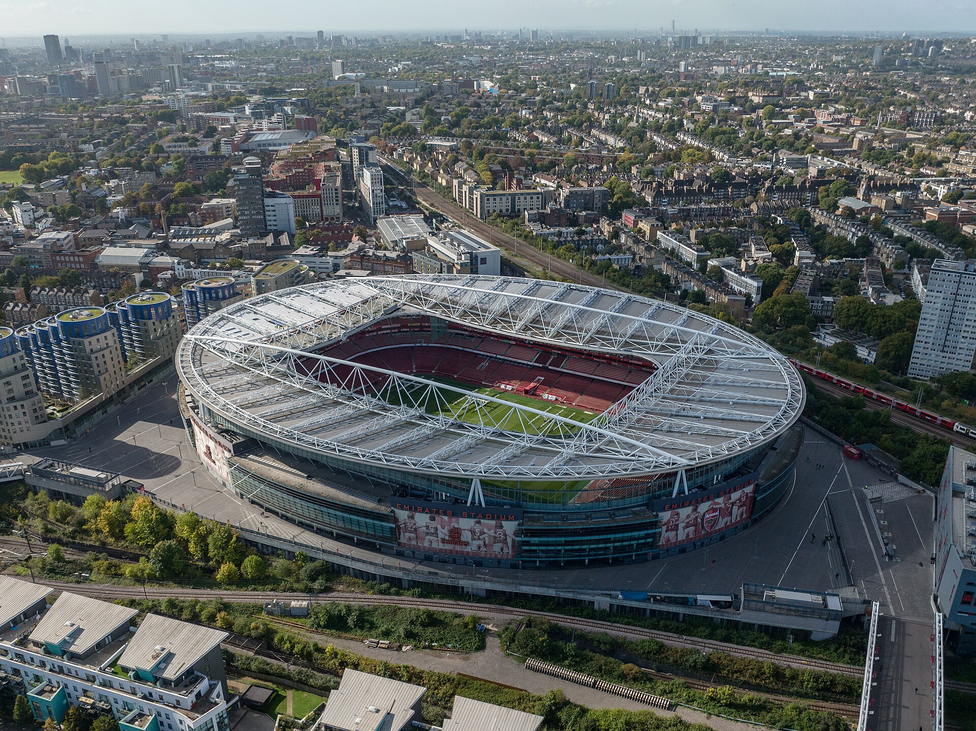 Luftfoto af Emirates Stadium i London