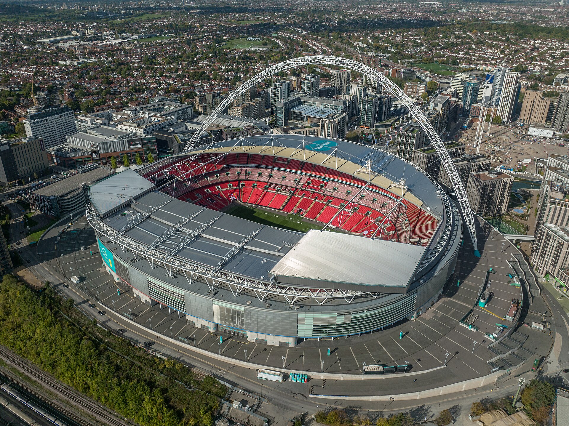 Luftfoto af Wembley Stadium i London