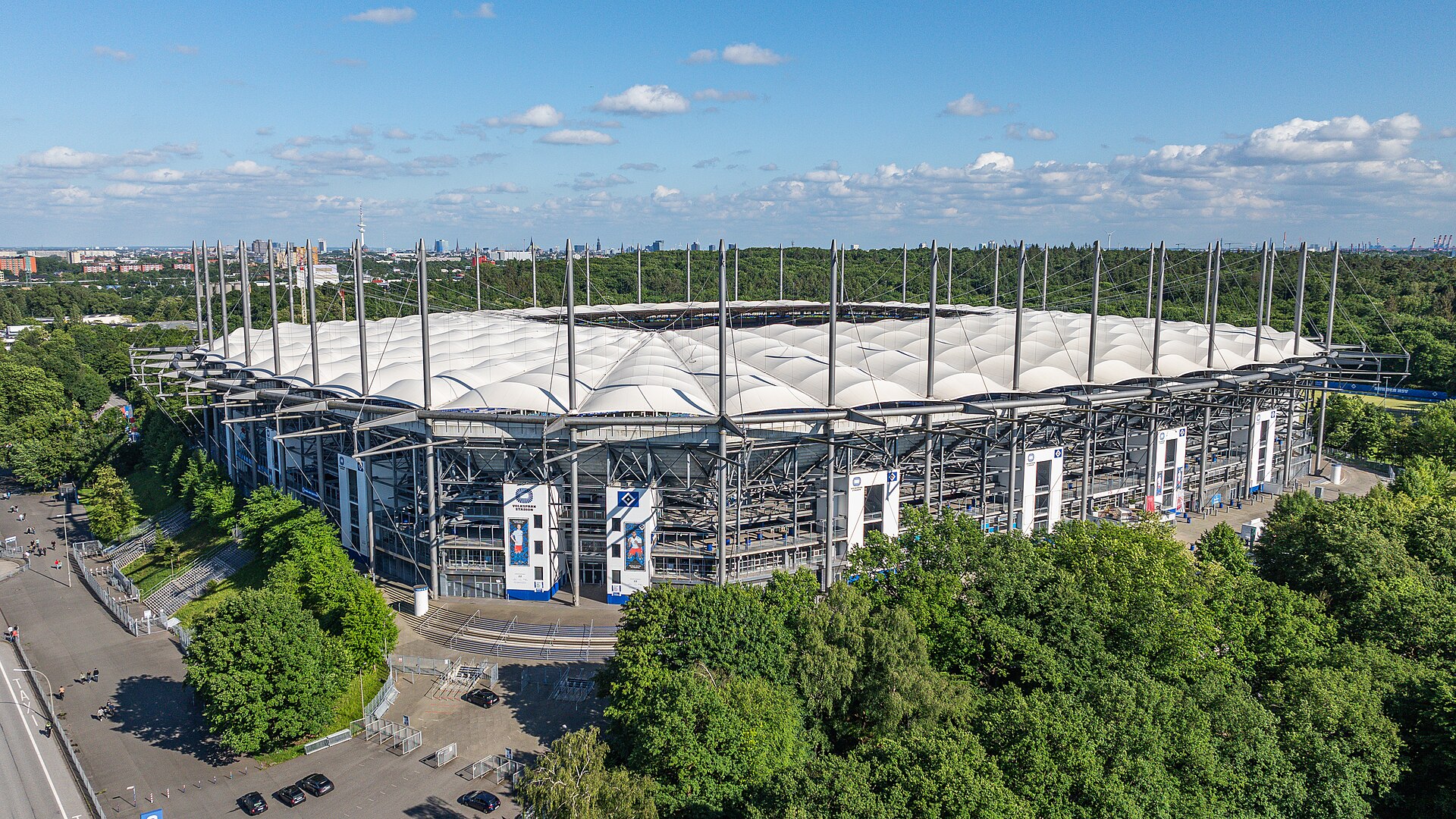Volksparkstadion i Hamborg set fra luften