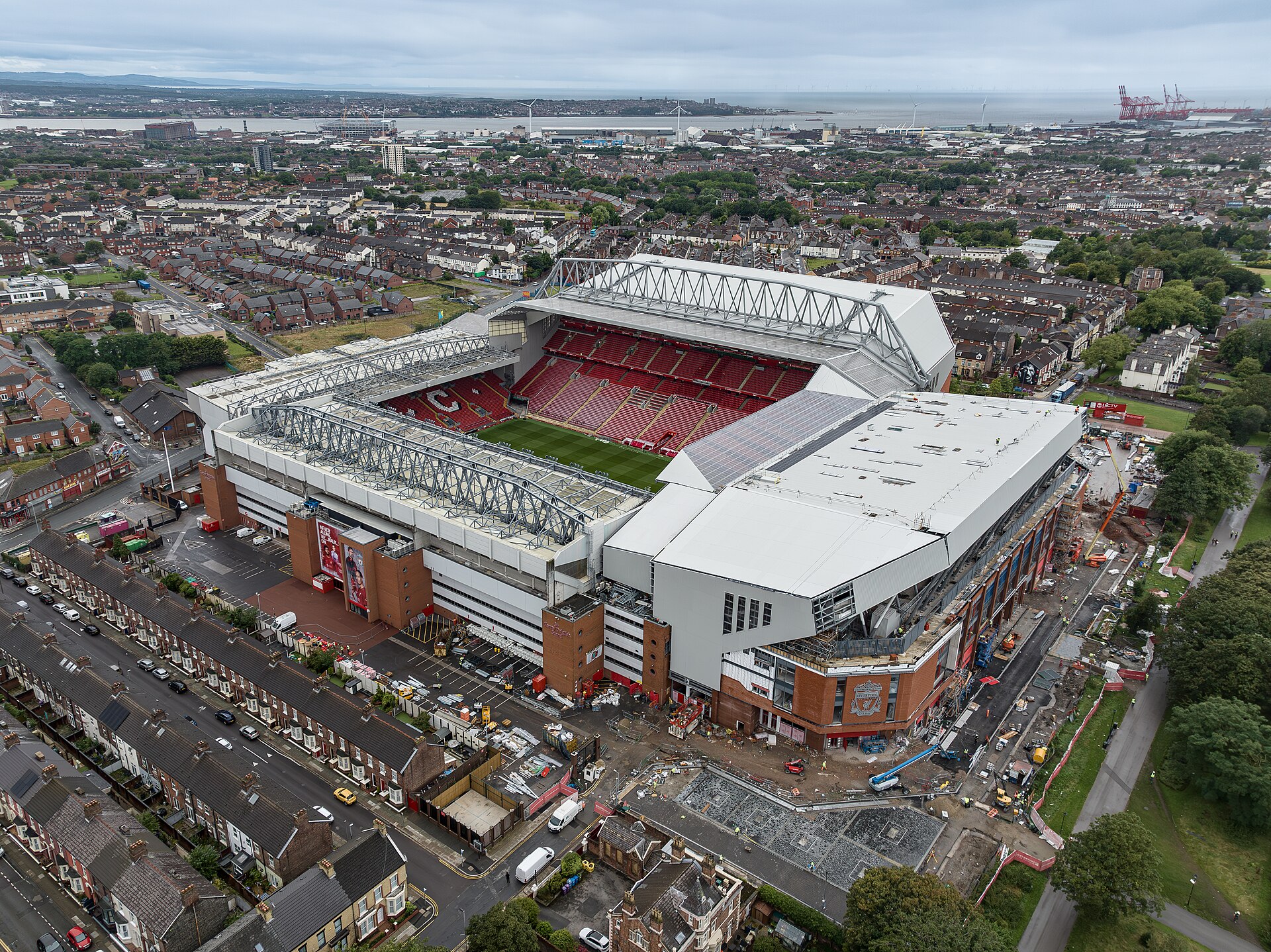 Luftfoto af Anfield i Liverpool