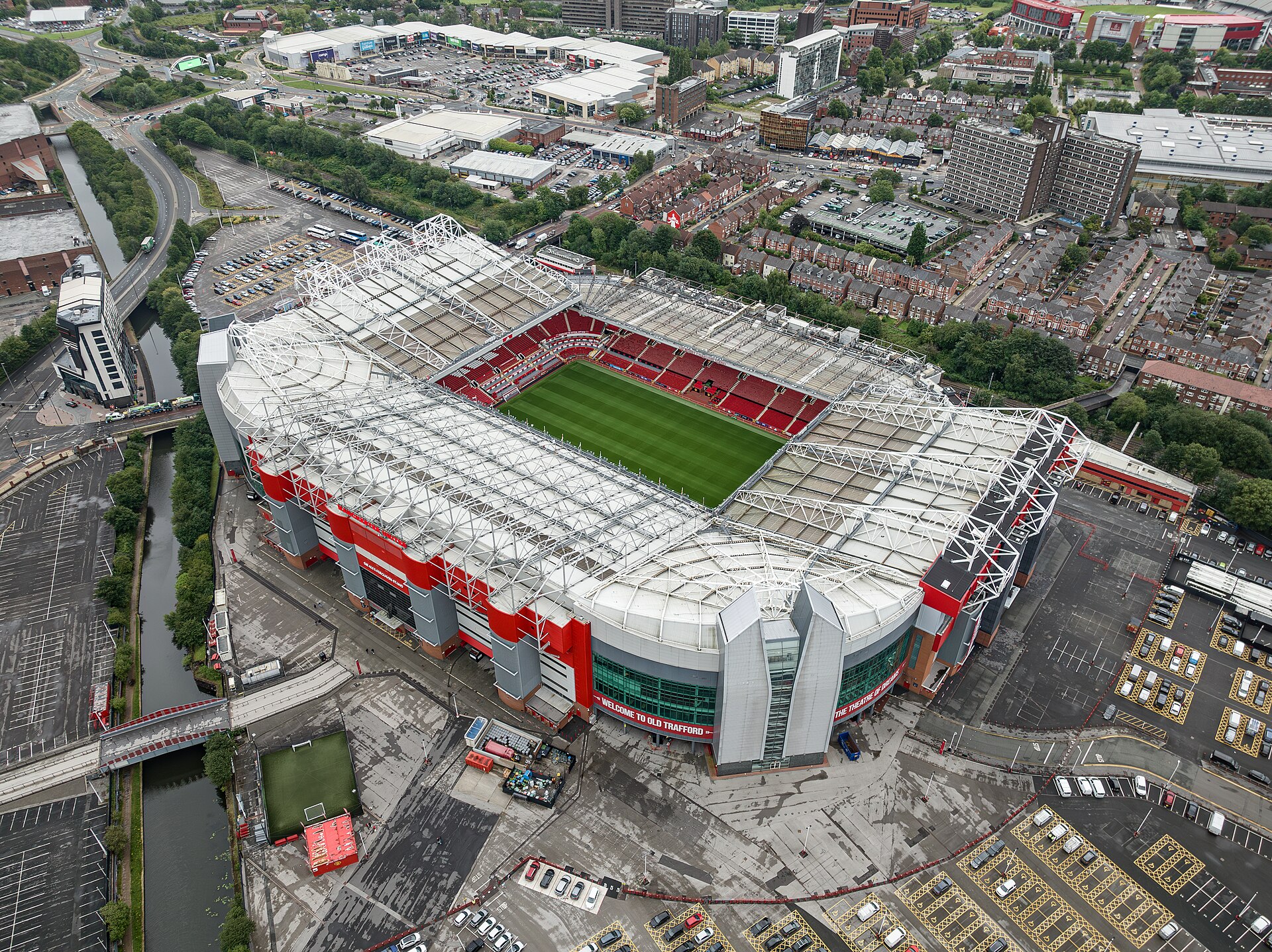 Luftfoto af Old Trafford i Manchester
