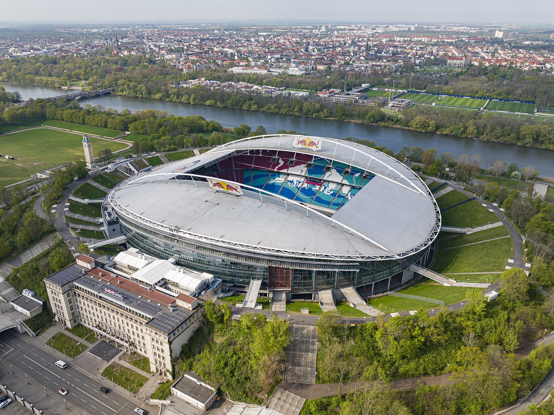 Red Bull Arena set fra luften